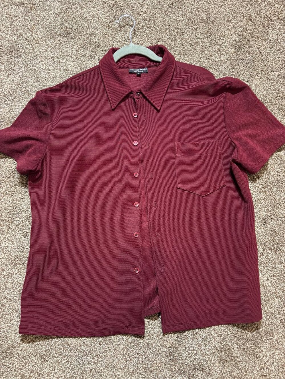 Chateauworks Ribbed Polo Shirt in Burgundy - Size L